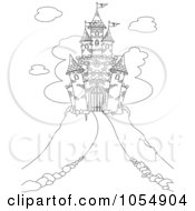 Poster, Art Print Of Coloring Page Outline Of A Castle On A Hill