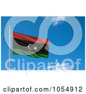 3d Flag Of Libya Waving Against A Blue Sky