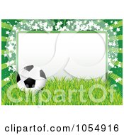 Poster, Art Print Of Soccer Ball Grass And Star Frame