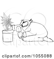 Royalty Free Vetor Clip Art Illustration Of A Coloring Page Outline Of A Man Growing Pot