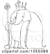 Royalty Free Vetor Clip Art Illustration Of A Coloring Page Outline Of An Elephant King by djart