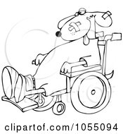 Poster, Art Print Of Coloring Page Outline Of A Dog In A Wheelchair