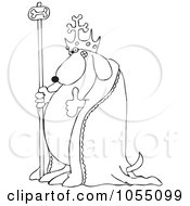 Royalty Free Vetor Clip Art Illustration Of A Coloring Page Outline Of A Dog King Holding A Thumb Up