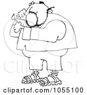 Poster, Art Print Of Coloring Page Outline Of A Man Lighting A Cigarette