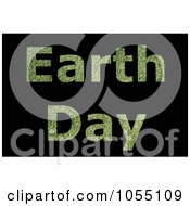 Poster, Art Print Of Green Grass Textured Earth Day Text On Black