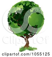 Royalty Free Vector Clip Art Illustration Of A Tree With Foliage In The Shape Of Earths Continents by AtStockIllustration #COLLC1055125-0021