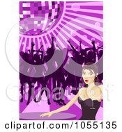 Poster, Art Print Of Sexy Woman Holding Champagne At A Table While Others Dance Under A Disco Ball