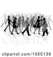 Crowd Of Silhouetted Business People Walking