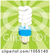 Royalty Free Vector Clip Art Illustration Of A Spiral Light Bulb On Grungy Green Rays by Any Vector