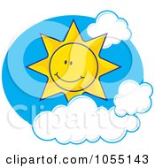 Royalty Free Vector Clip Art Illustration Of A Happy Sun In A Cloudy Sky