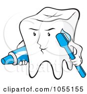 Royalty Free Vector Clip Art Illustration Of A Tooth Carrying A Brush And Paste by Any Vector