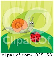 Royalty Free Vector Clip Art Illustration Of A Ladybug And Snail Talking On A Leaf by Any Vector