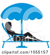 Poster, Art Print Of Silhouetted Woman Sun Bathing In A Lounge Chair