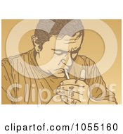 Royalty Free Vector Clip Art Illustration Of A Man Lighting A Cigarette