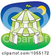 Green Big Top Circus Tent At Night