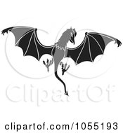 Poster, Art Print Of Black And White Dragon Like Daemon