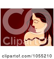 Royalty Free Vector Clip Art Illustration Of A Long Haired Womans Face On Red 3