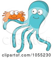 Royalty Free Vector Clip Art Illustration Of A Crab And Happy Octopus