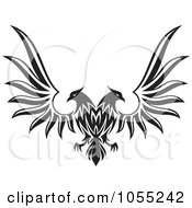 Royalty Free Vector Clip Art Illustration Of A Black And White Double Headed Eagle With Spread Wings by Any Vector #COLLC1055242-0165