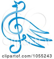 Royalty Free Vector Clip Art Illustration Of A Blue Bird Music Note by Any Vector #COLLC1055243-0165
