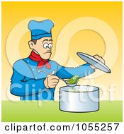 Royalty Free Vector Clip Art Illustration Of A Chef Discovering A Cell Phone In His Soup by Any Vector