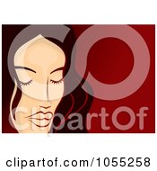 Royalty Free Vector Clip Art Illustration Of A Long Haired Womans Face On Red 2