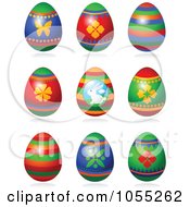 Royalty Free Vector Clip Art Illustration Of A Digital Collage Of Colorful Easter Eggs And Decals With Shadows