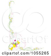Poster, Art Print Of Easter Corner Border Of Daisies Chicks And A Rabbit Holding Eggs