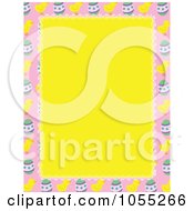 Poster, Art Print Of Easter Border Of Eggs And Chicks Around Yellow Copyspace