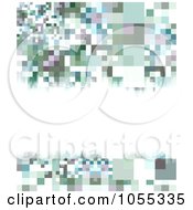 Poster, Art Print Of Abstract Background Of Blue And Gray Pixels And Copyspace