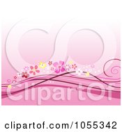 Poster, Art Print Of Pink Background Of Floral Waves