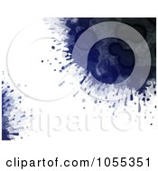 Poster, Art Print Of Background Of Dark Blue Paint Splatters On White