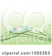 Poster, Art Print Of Green Background Of Floral Waves
