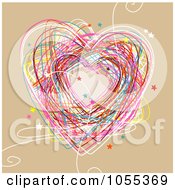 Poster, Art Print Of Colorful Heart Doodle With Stars On Tan