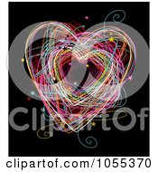 Poster, Art Print Of Colorful Heart Doodle With Stars On Black