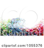 Poster, Art Print Of Background Of A Wave Collage Of Pictures On White