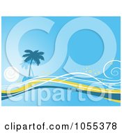 Poster, Art Print Of Blue Tropical Island And Waves Background