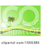 Poster, Art Print Of Green Tropical Island And Waves Background