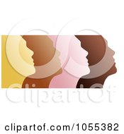 Poster, Art Print Of Profiled Brown And Pink Faces On White