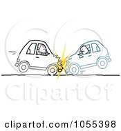 Poster, Art Print Of Two Stick Men In A Head On Car Accident