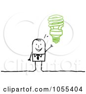 Poster, Art Print Of Stick Man With A Spiral Light Bulb Idea
