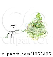 Poster, Art Print Of Stick Man Trying To Unravel String Around A Plant On A Globe