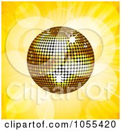 Poster, Art Print Of Gold Disco Ball On Yellow Rays