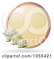 Poster, Art Print Of Three White Roses With A Round Frame