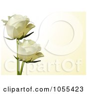 Poster, Art Print Of Two White Roses On Cream