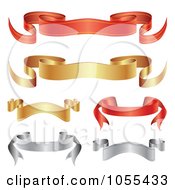 Poster, Art Print Of Digital Collage Of Red Gold And Silver Ribbon Banners