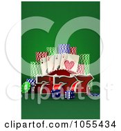 Poster, Art Print Of 3d Lucky Sevens With Blue Casino Dice Poker Chips And Playing Cards