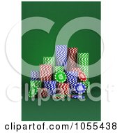 Poster, Art Print Of 3d Casino Gambling Poker Chips On Green