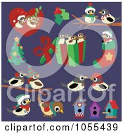 Poster, Art Print Of Digital Collage Of Christmas Chickadees On Purple