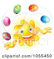 Royalty Free Vector Clip Art Illustration Of A Sun Juggling Easter Eggs